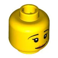 Minifig Head Nurse, Thin Eyebrows, Crooked Smile, Pale Pink Lipstick and White Pupils Print / Yellow