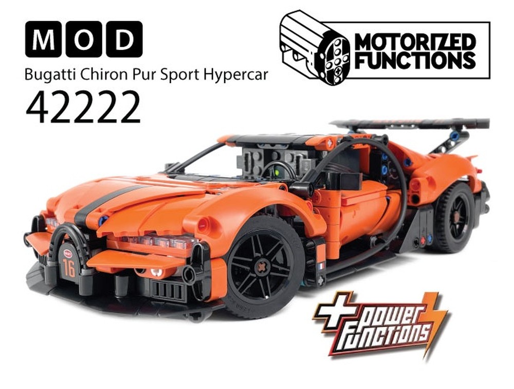 Lego 42222 Bugatti Chiron Pur Sport Hypercar RC MOD for Power Function Motors