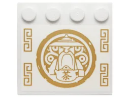 Tile, Modified 4 x 4 with Studs on Edge with Gold Round Sensei Wu Emblem and Geometric Designs Pattern (Sticker) - Set 70734