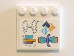 Tile, Modified 4 x 4 with Studs on Edge with Bow Sewing Template Pattern (Sticker) - Set 41115