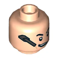 Minifig Head Agent Coulson, Eyebrows, Cheek Lines, Headset and Crooked Smile / Sunglasses Print / Light Nougat