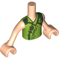 Lego Minidoll Torso Boy with Light Nougat Arms and Hands with Dark Orange Elves Tattoo, and Gold and Dark Green Plant Print / Light Nougat