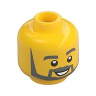 Minifig Head, Grey Beard, Moustache and Eyebrows