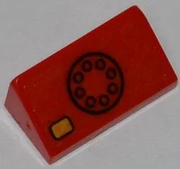 Slope 30 1 x 2 x 2/3 with Black Telephone Dial and Yellow Button Pattern (Sticker) - Set 6860