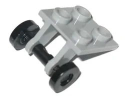 Plate, Modified 2 x 2 Thin with Plane Single Wheel Holder and Black Wheel Skateboard / Trolley (2415 / 2496)