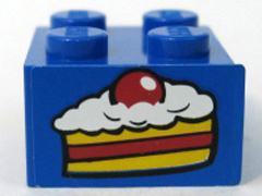Lego Brick 2 x 2 with Cake Slice Pattern (Sticker) - Set 4165