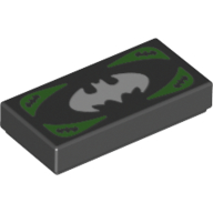 Lego Tile 1 x 2 with Batman Logo Money Voucher Print / Black