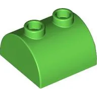 Brick Curved 2 x 2, Two Top Studs / Bright Green