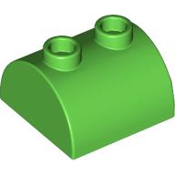 Lego Brick Curved 2 x 2, Two Top Studs / Bright Green