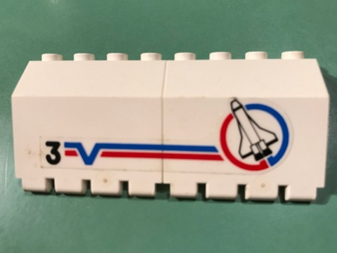 Lego Stickered Assembly 8 x 2 x 3 1/3 with Shuttle and Number 3 Pattern Model Left Side (Sticker) - Set 6544