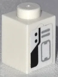 Brick 1 x 1 with Black Dots and Panel, Light Bluish Gray Vent Lines and Hatch Outline Pattern (Sticker) - Set 76832