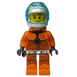 Astronaut - Orange Torso and Legs, White Helmet, Trans-Light Blue Visor, Stubble