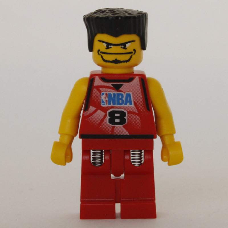 Lego Basketball Player, Red  Torso, Red Legs #8, Black Hair