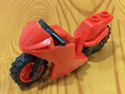 Lego Motorcycle Sport Bike with Black Frame, Red Wheels and Black Handlebars