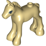 Lego Animal, Horse / Foal, with Black Eyes, White Pupils and Black Eyelashes Print / Tan