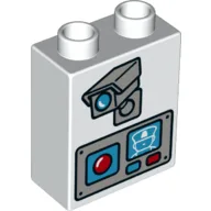 Duplo Brick 1 x 2 x 2 with Camera and Video Intercom Print / White