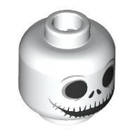 Lego Minifig Head Jack Skellington, Skull, Large Black Eyes, Wide Mouth with Teeth / White