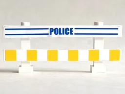 Fence 1 x 8 x 2 2/3 with Blue Lines, 'POLICE' and White and Yellow Stripes Pattern (Stickers) - Set 7286