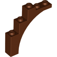 Lego Brick Arch 1 x 5 x 4 [Irregular Bow, Raised Underside Cross Supports] / Reddish Brown