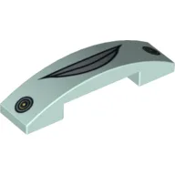 Brick Curved 4 x 1 Double, No Studs with Round Headlights Print (Flo) / Light Aqua