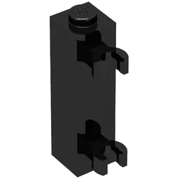 Brick Special 1 x 1 x 3 with 2 Clips Vertical [Solid Stud, Thick U Clips] / Black