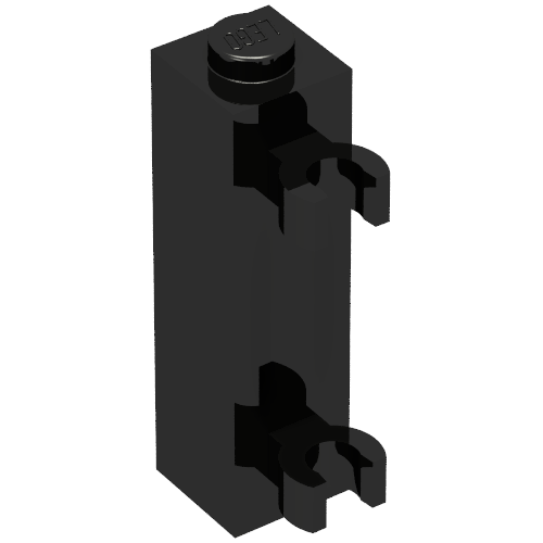 Lego Brick Special 1 x 1 x 3 with 2 Clips Vertical [Solid Stud, Thick U Clips] / Black