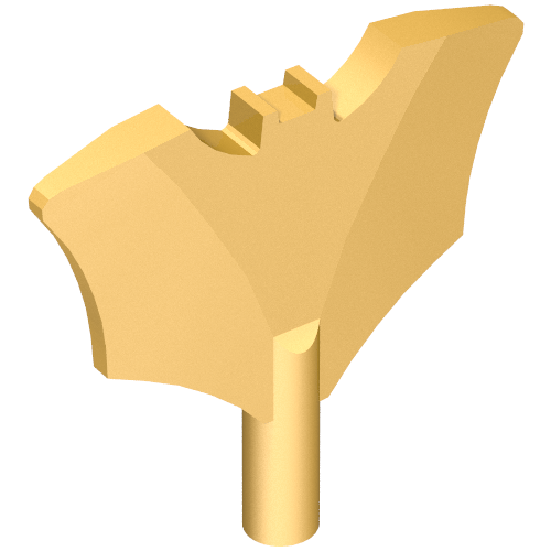Lego Weapon Batman Batarang with Bar Handle on Bottom / Pearl Gold