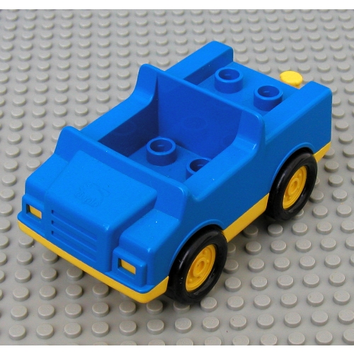 Lego Duplo Car with 2 x 2 Studs and Yellow Base and Hubs / Blue