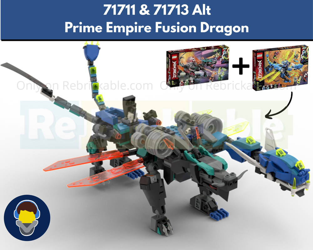 Lego Prime Empire Fusion Dragon - 71711 Jay's Cyber Dragon & 71713 Empire Dragon Alt