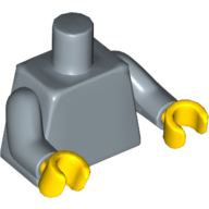 Lego Torso, Sand Blue Arms, Yellow Hands [Plain] / Sand Blue
