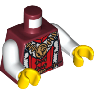 Lego Torso Lion Head Medallion and Fur Trim Print, White Arms, Yellow Hands / Dark Red