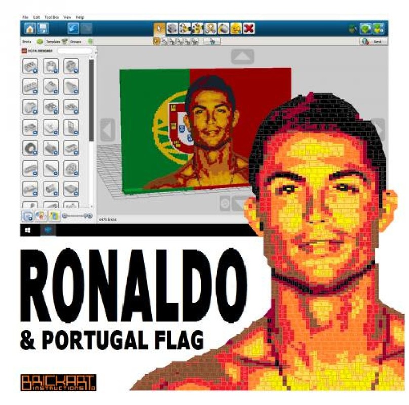 Lego RONALDO, portuguese footballer (with optional national flag)