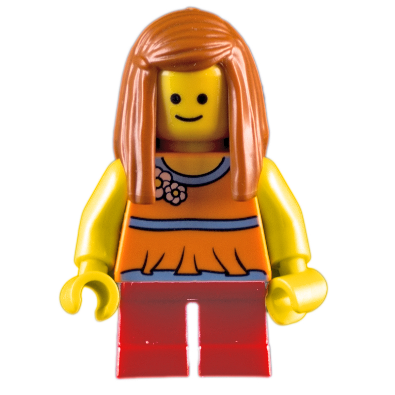 Lego Kid, Orange Torso, Red Legs, Dark Orange Hair