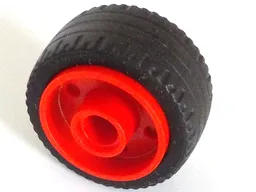 Wheel 18mm D. x 14mm with Pin Hole, Fake Bolts and Shallow Spokes with Black Tire 24 x 12 Low (55981 / 18977) / Red