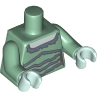 Lego Torso Dress with Sand Blue Lines Print, Sand Green Arms, Light Aqua Hands / Sand Green