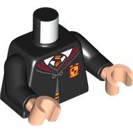 Lego Torso Robes with Dark Red Collar, Buttoned with Gryffindor Crest Print, Black Arms, Light Nougat Hands / Black