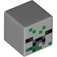 Lego Minifig Head Special, Small Cube (Baby) with Minecraft Zombie Pigman Print / Light Bluish Gray