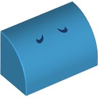 Lego Brick Curved 1 x 2 x 1 No Studs with Dark Blue Lines (Yoshi Nostrils) Print / Dark Azure