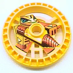 Technic Disc 5 x 5 Notched, Driller Print / Yellow