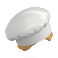 Lego Hair and Hat, Chef, Ochre Yellow Hair with Bun Pattern / White
