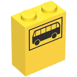 Brick 1 x 2 x 2 with Black Bus Print