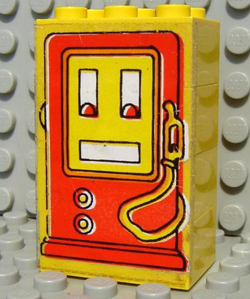 Lego Stickered Assembly 3 x 2 x 4 with Fabuland Gas / Fuel Pump Large Pattern (Sticker) - Sets 344 / 134