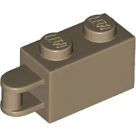 Brick Special 1 x 2 with Vertical Closed Handle on Edge / Dark Tan