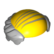 Lego Hair, Bald Top with Light Bluish Gray Hair and Combover Lines Print / Yellow