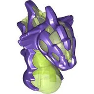 Minifig Head Special, Acid Monster with Trans-Bright Green Eyes, Back Pattern / Dark Purple