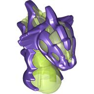 Lego Minifig Head Special, Acid Monster with Trans-Bright Green Eyes, Back pattern / Dark Purple