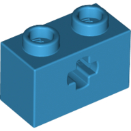 Lego Technic Brick 1 x 2 with Axle Hole Type 1 [+ Opening] and Bottom Pin / Dark Azure