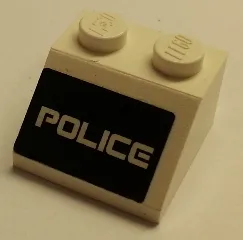 Slope 45 2 x 2 with White 'POLICE' on Black Background Pattern (Sticker) - Set 5973