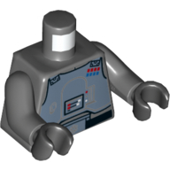 Lego Torso Armor, Sand Blue Chestplate with Rank Badge and Control Panel, Black Belt Print, Dark Bluish Gray Arms, Black Hands / Dark Bluish Gray