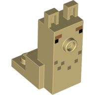 Lego Animal Body Part, Llama Torso and Head with Black Eyes, Dark Tan Spots print / Tan
